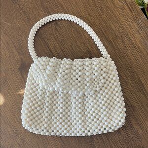 Vintage White Pearl Beaded Handbag